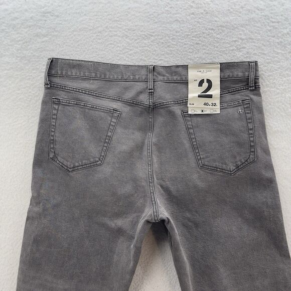 rag & bone Fit 2 Slim Greyson Denim Jeans Men's 40x32 Gray American Grunge NWT - Picture 9 of 14